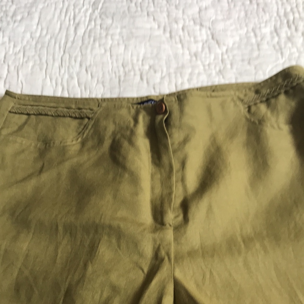 Larry Levine sport linen blend fully lined capri pants avocado green never worn - Picture 4 of 11